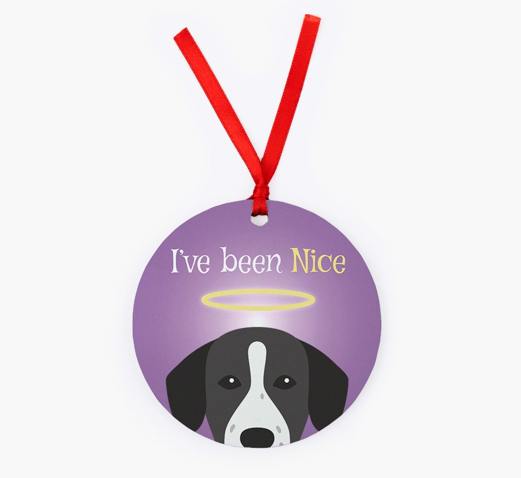 'I've Been Nice' - Personalised {breedFullName} Ornament - Front