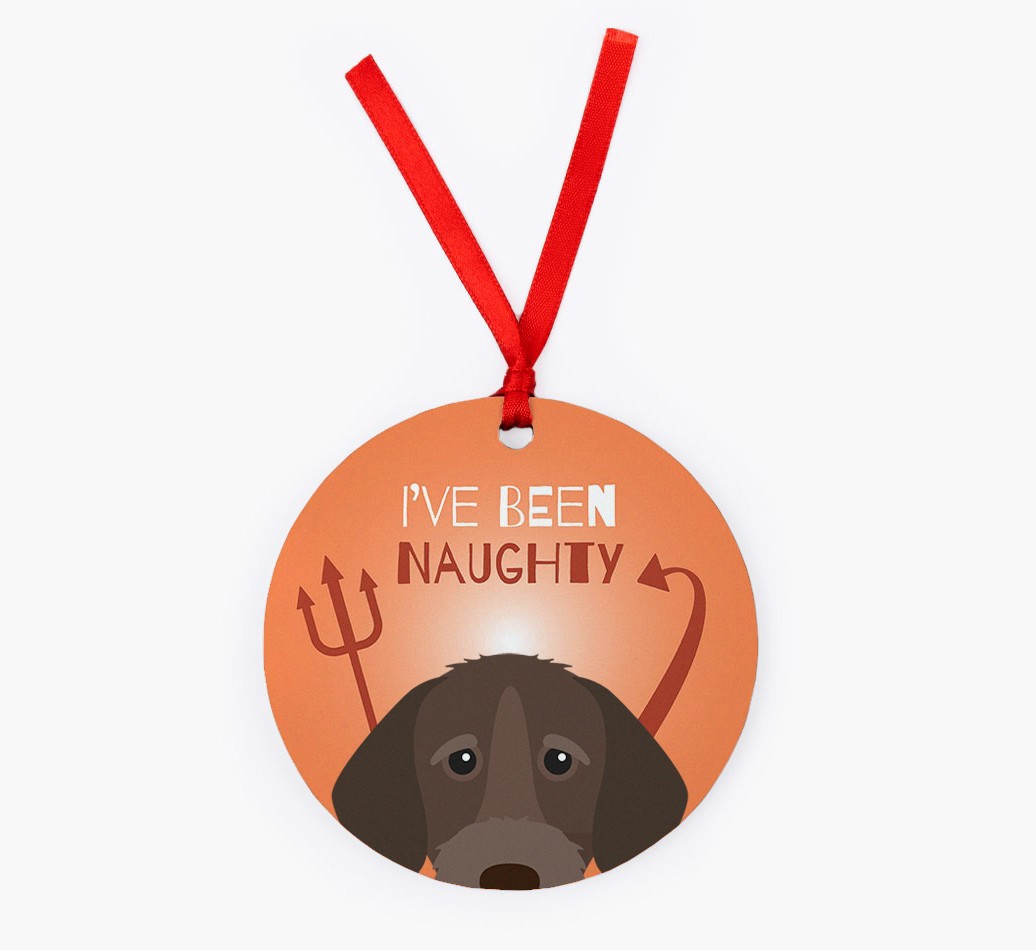 'I've Been Naughty' - Personalised {breedFullName} Ornament - Front