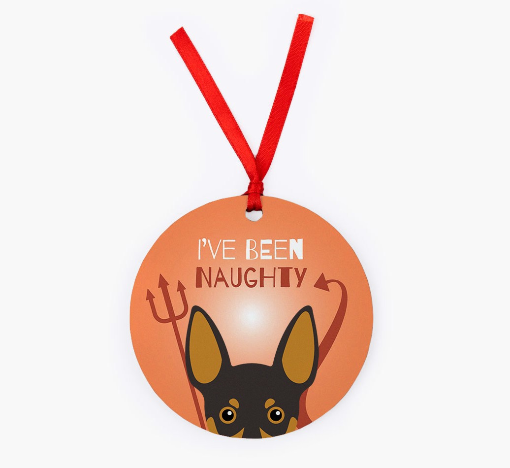 'I've Been Naughty' - Personalised {breedFullName} Ornament - Front