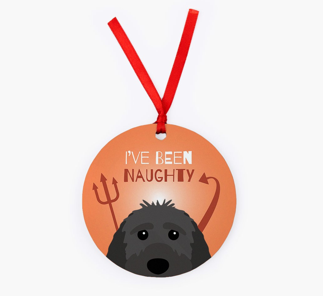 'I've Been Naughty' - Personalised {breedFullName} Ornament - Front