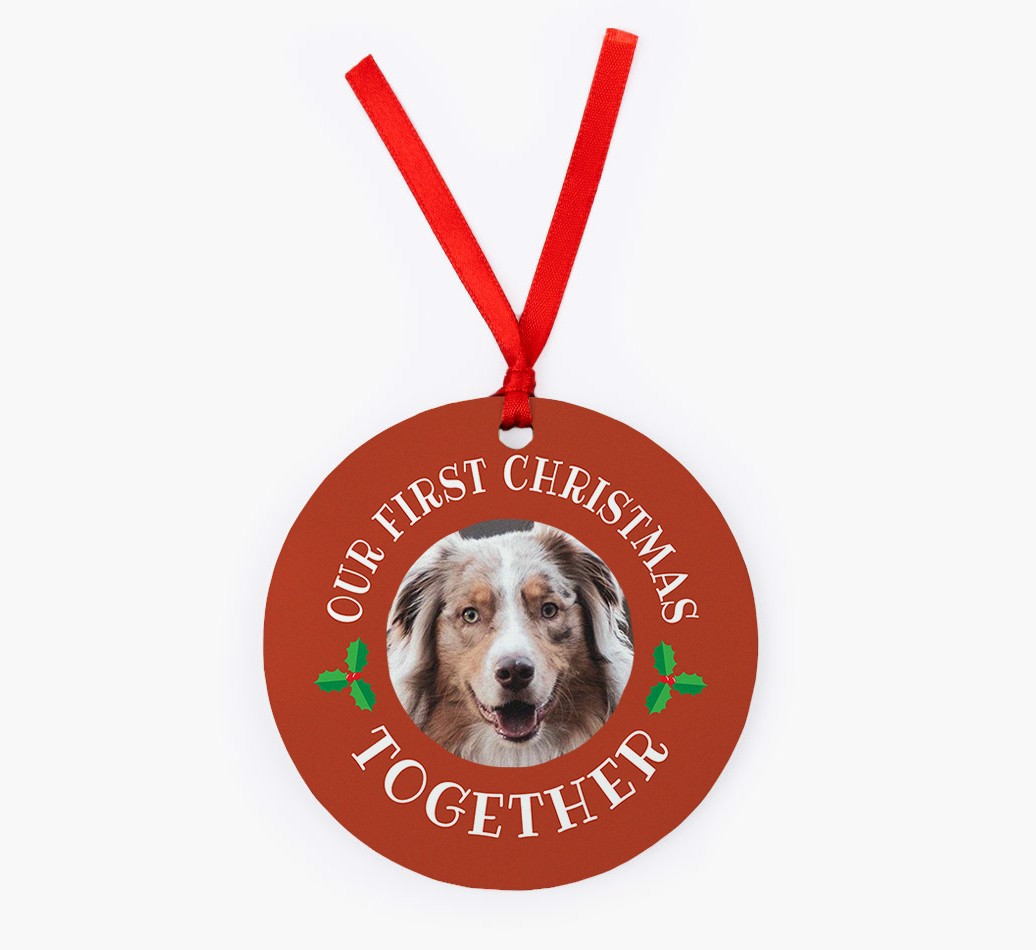 'Our 1st Christmas' - Personalised Photo Upload {breedFullName} Ornament - Front