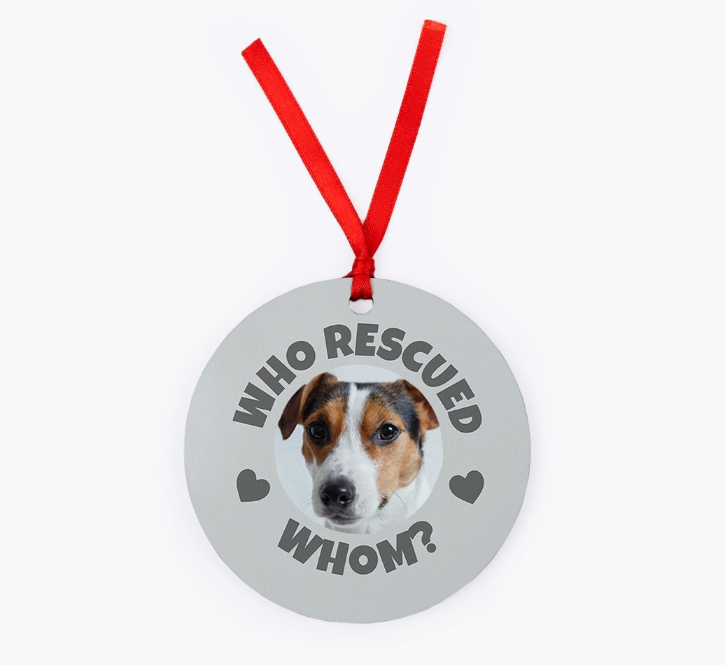 'Who Rescued Whom?' - Personalised Photo Upload {breedFullName} Ornament - Front