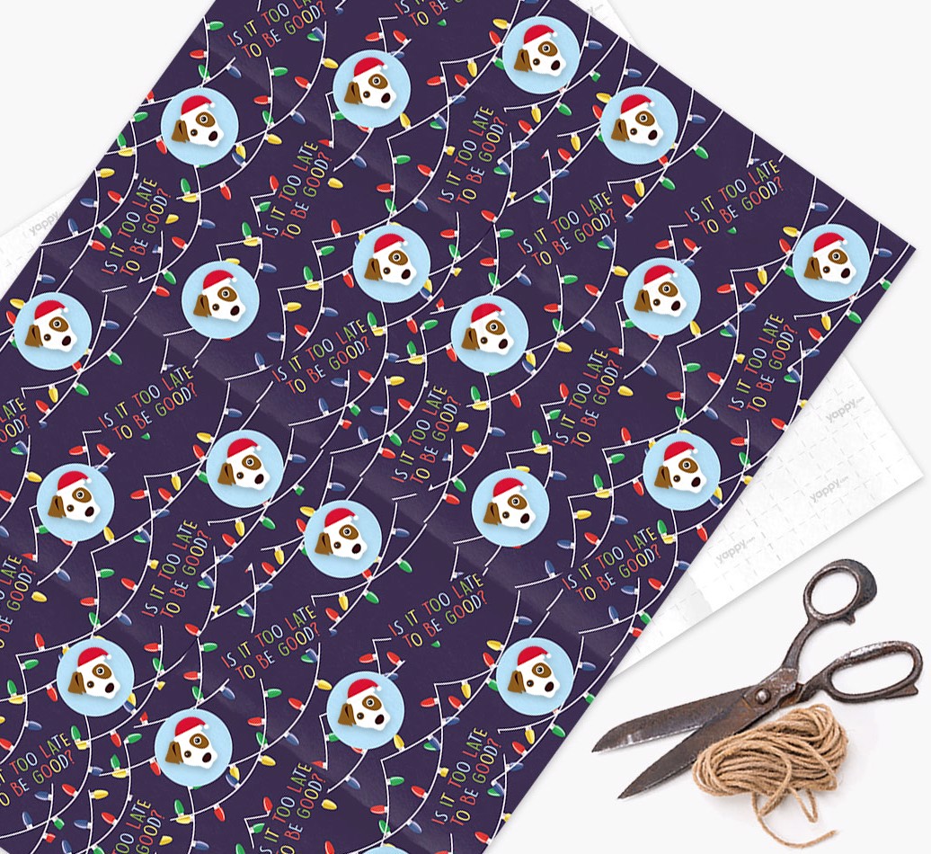 'Is it too late to be good?' - Personalized {breedFullName} Wrapping Paper - flat