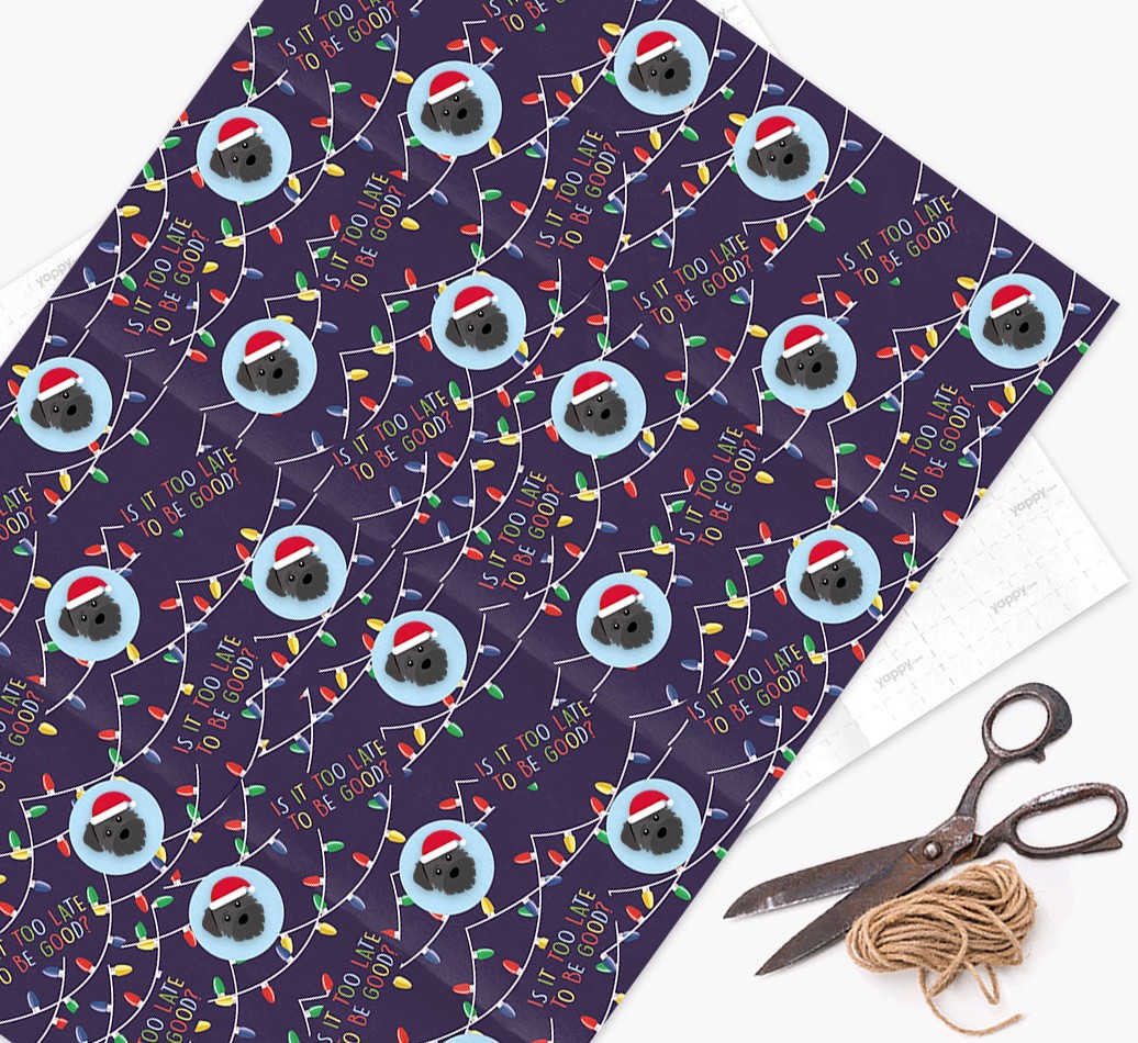 'Is it too late to be good?' - Personalized {breedFullName} Wrapping Paper - flat