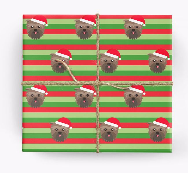 'Xmas Stripes' - Personalised {breedFullName} Wrapping Paper