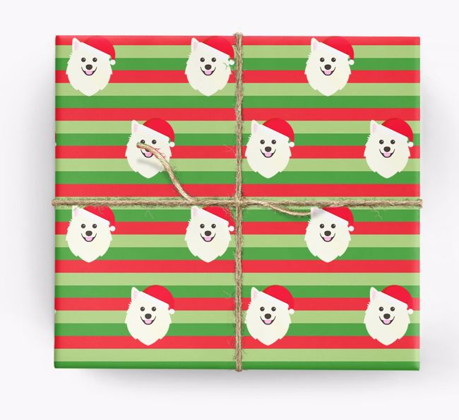 'Xmas Stripes' - Personalized {breedFullName} Wrapping Paper