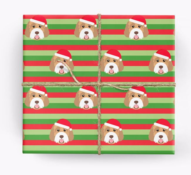 'Xmas Stripes' - Personalised {breedFullName} Wrapping Paper