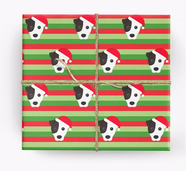 'Xmas Stripes' - Personalised {breedFullName} Wrapping Paper