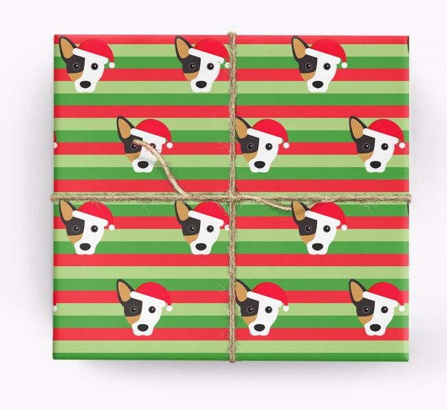 'Xmas Stripes' - Personalized {breedFullName} Wrapping Paper