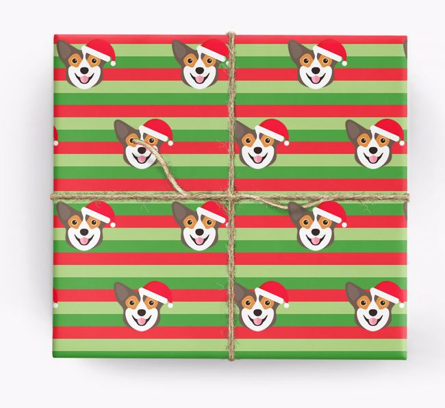 'Xmas Stripes' - Personalized {breedFullName} Wrapping Paper