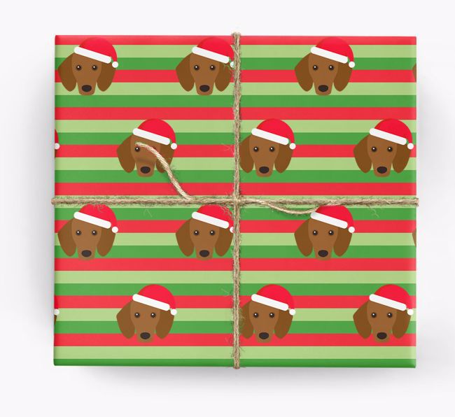 'Xmas Stripes' - Personalized {breedFullName} Wrapping Paper