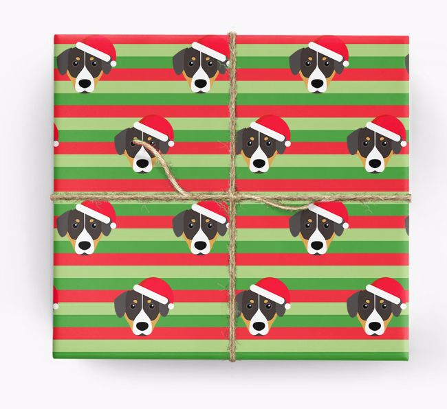 'Xmas Stripes' - Personalized {breedFullName} Wrapping Paper