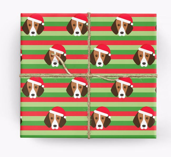 'Xmas Stripes' - Personalized {breedFullName} Wrapping Paper