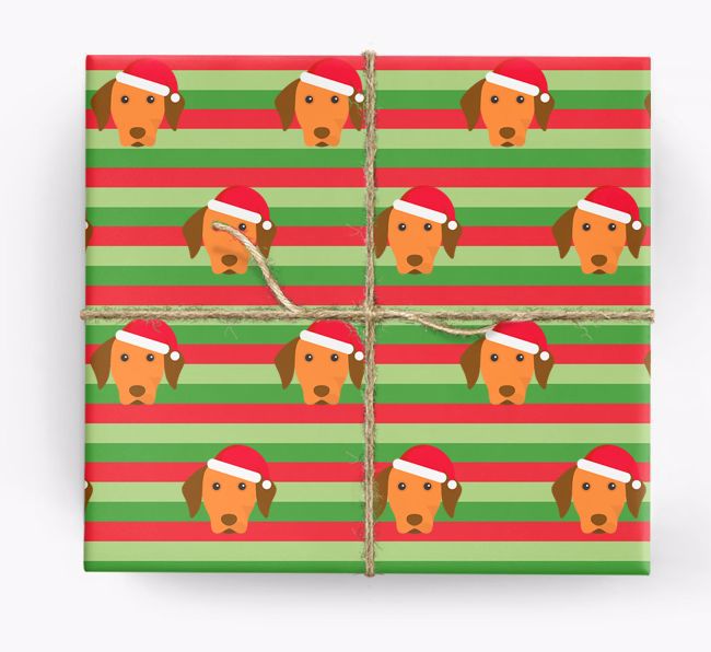 'Xmas Stripes' - Personalized {breedFullName} Wrapping Paper