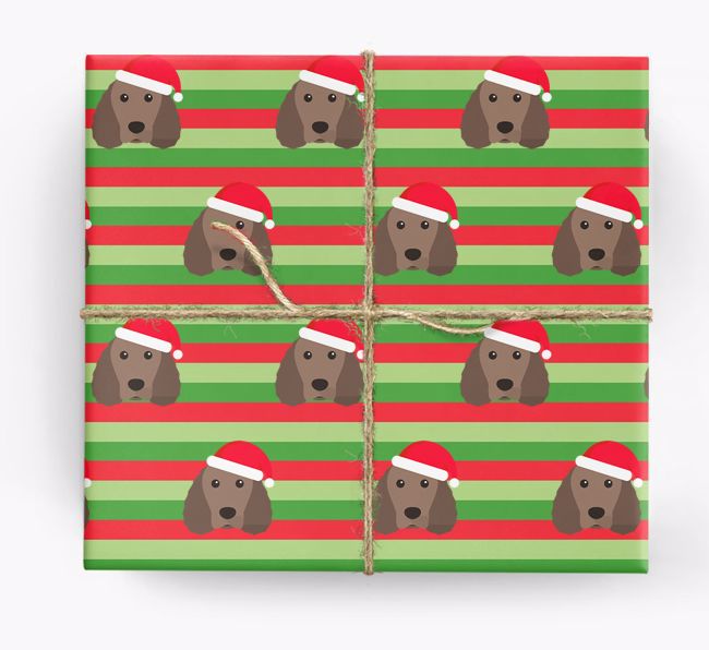 'Xmas Stripes' - Personalised {breedFullName} Wrapping Paper