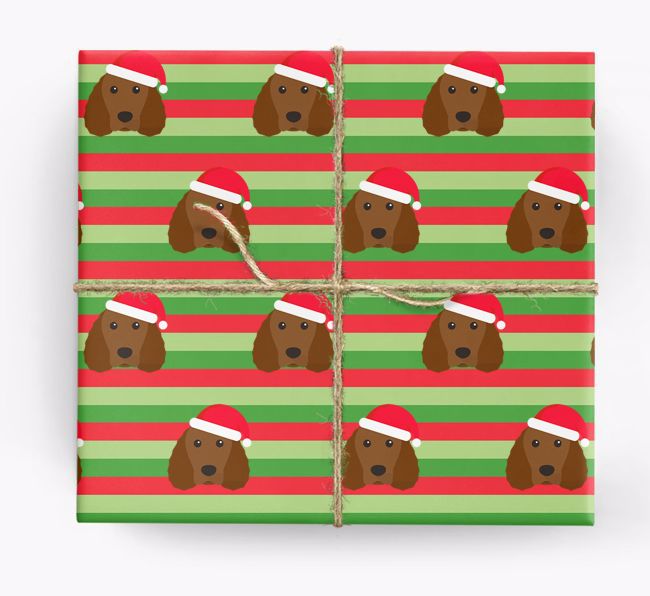 'Xmas Stripes' - Personalised {breedFullName} Wrapping Paper