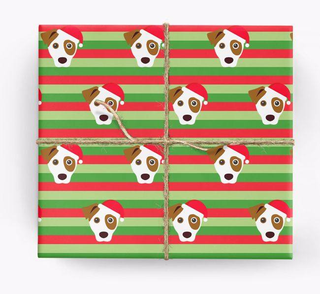 'Xmas Stripes' - Personalized {breedFullName} Wrapping Paper