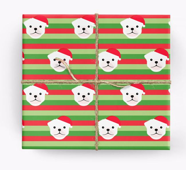 'Xmas Stripes' - Personalized {breedFullName} Wrapping Paper