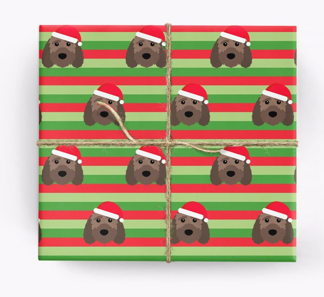 'Xmas Stripes' - Personalized {breedFullName} Wrapping Paper