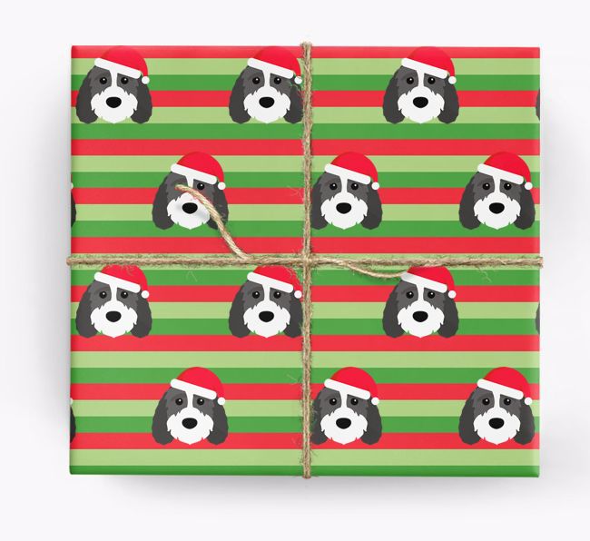 'Xmas Stripes' - Personalized {breedFullName} Wrapping Paper