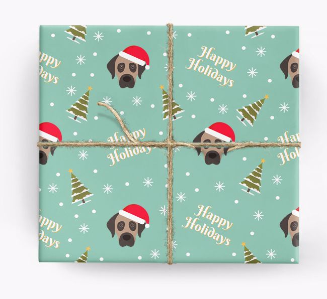 'Happy Holidays' - Personalized {breedFullName} Wrapping Paper