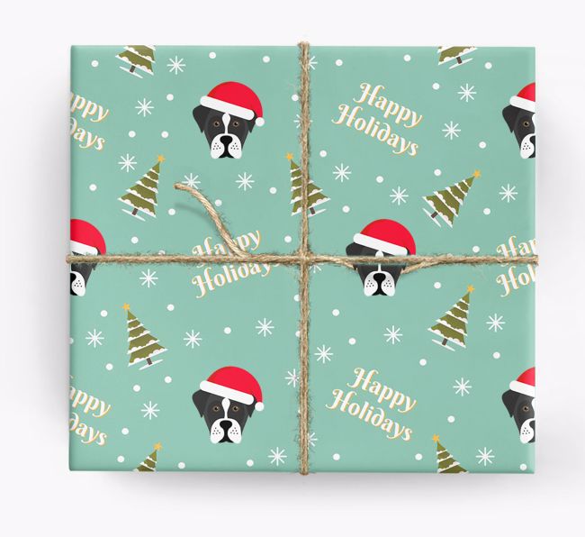 'Happy Holidays' - Personalized {breedFullName} Wrapping Paper