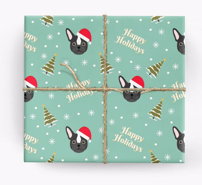 'Happy Holidays' - Personalized {breedFullName} Wrapping Paper