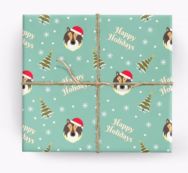 'Happy Holidays' - Personalized {breedFullName} Wrapping Paper