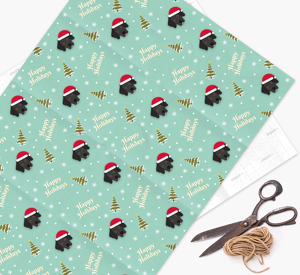 'Happy Holidays' - Personalized {breedFullName} Wrapping Paper - flat