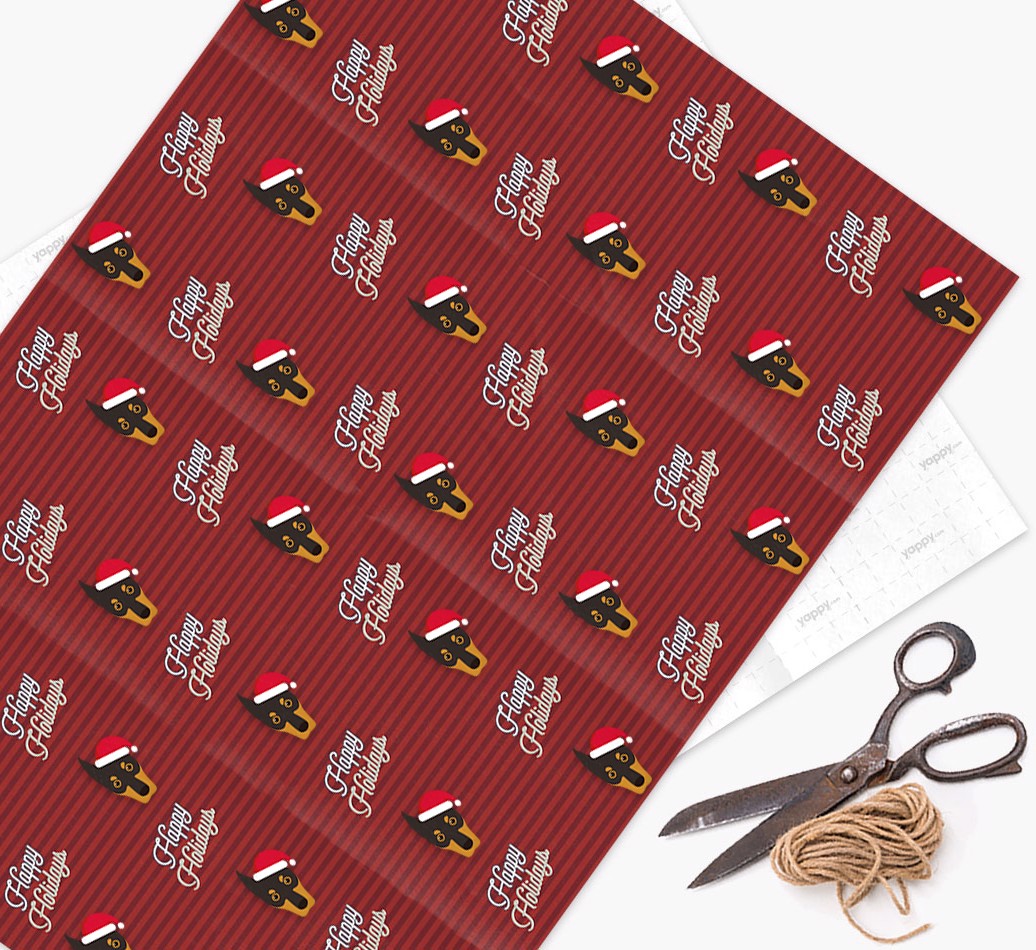 'Happy Holidays' - Personalized {breedFullName} Wrapping Paper - flat