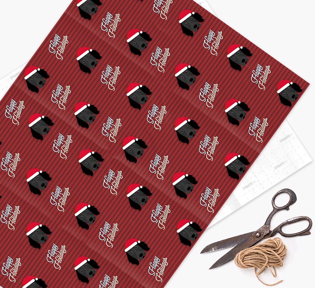 'Happy Holidays' - Personalised {breedFullName} Wrapping Paper - flat