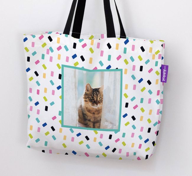 'Confetti Pattern' – {breedFullName} Photo Upload Canvas Bag 
