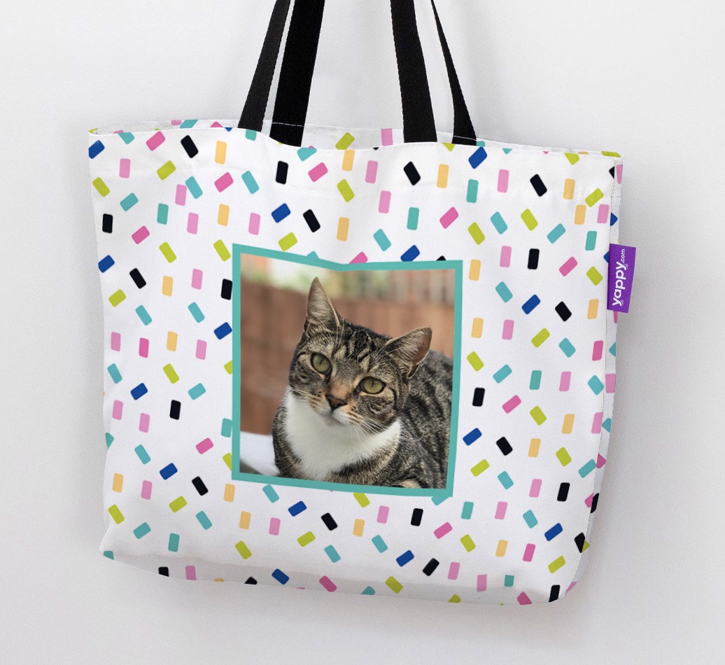 Woman holding Canvas Bag with photo of your {breedFullName}