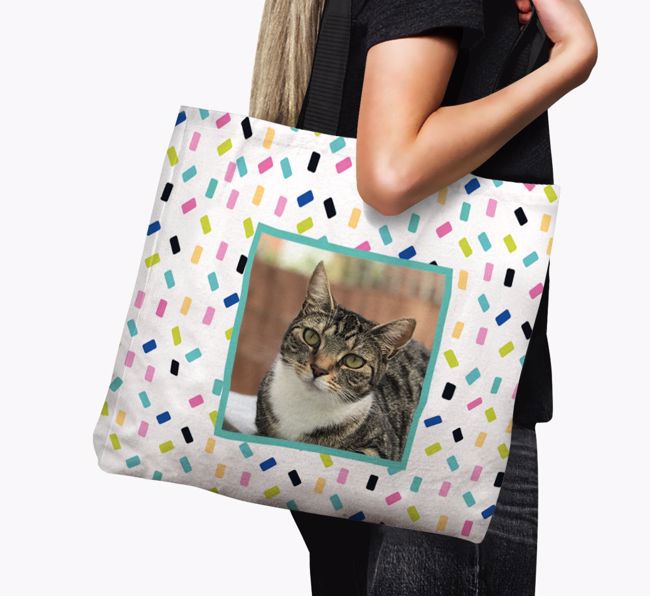 Confetti Pattern Photo Upload: Canvas Bag - Personalised for your {breedFullName}