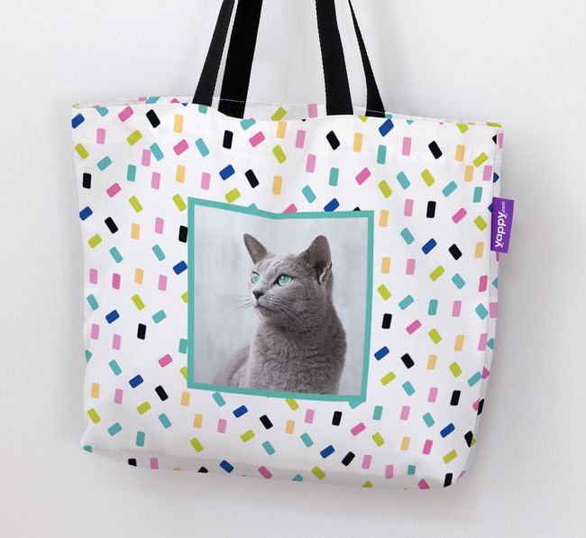 'Confetti Pattern' – {breedFullName} Photo Upload Canvas Bag 