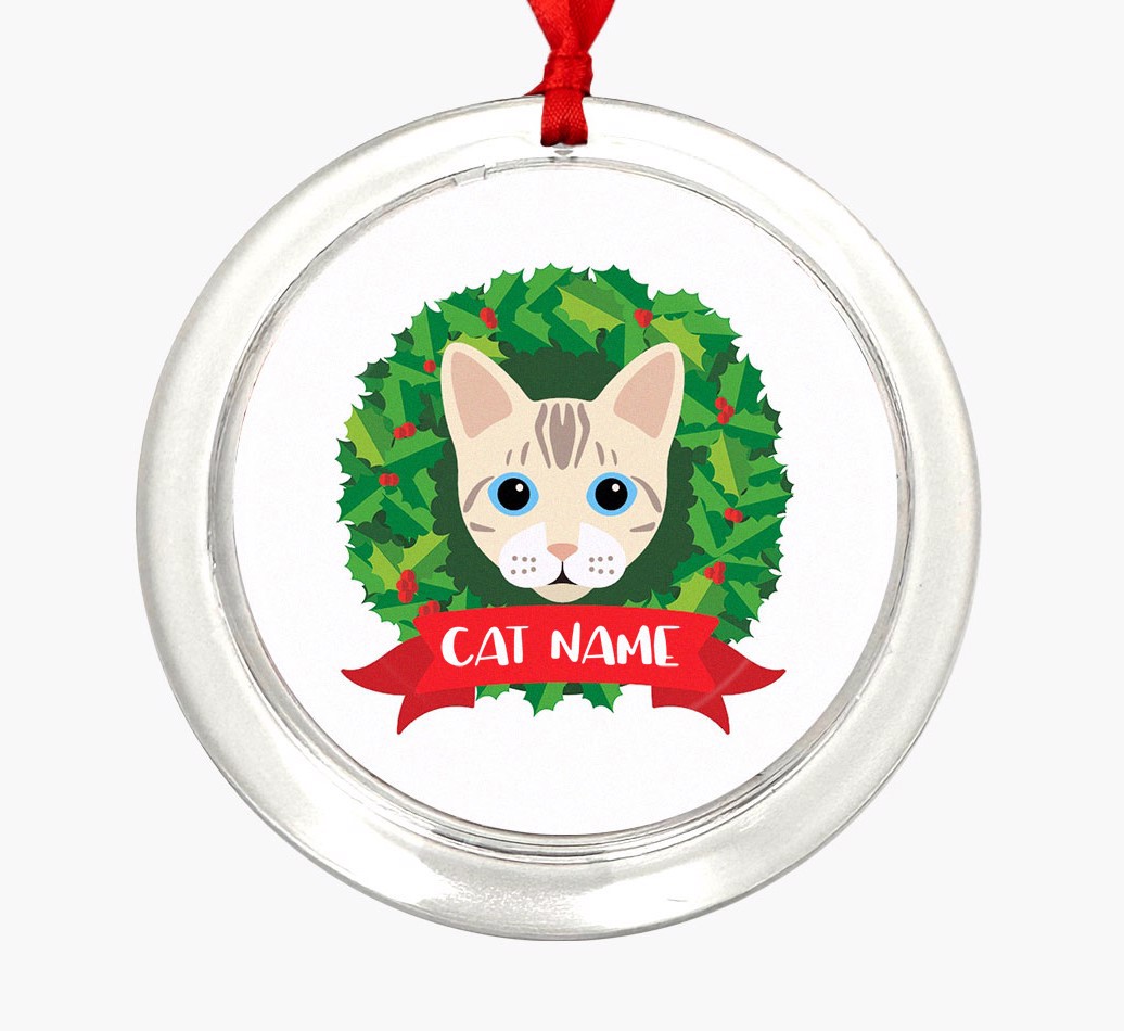 'Christmas Wreath' - Personalized {breedFullName} Ornament - Front