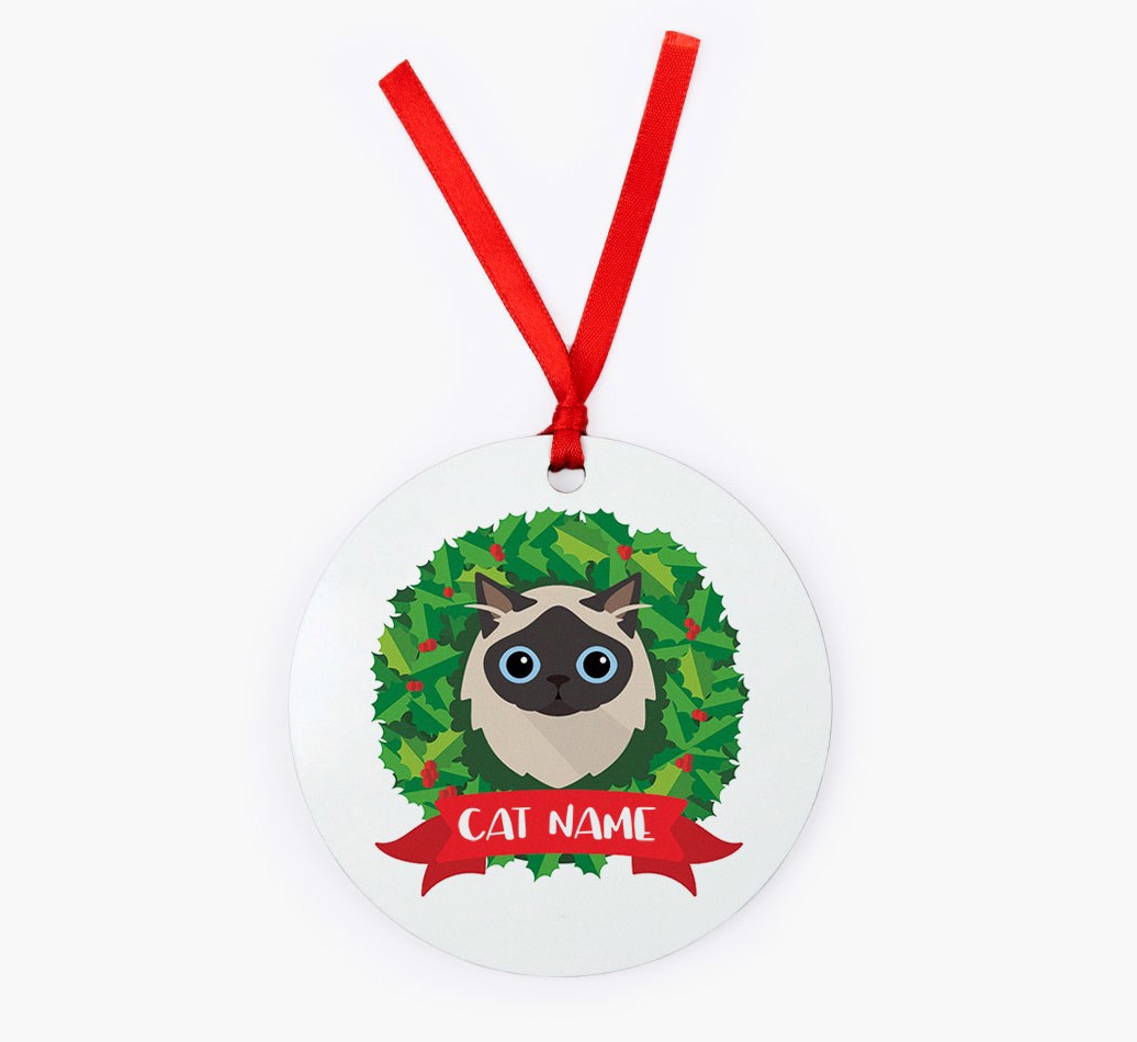 'Christmas Wreath' - Personalised {breedFullName} Ornament - Front