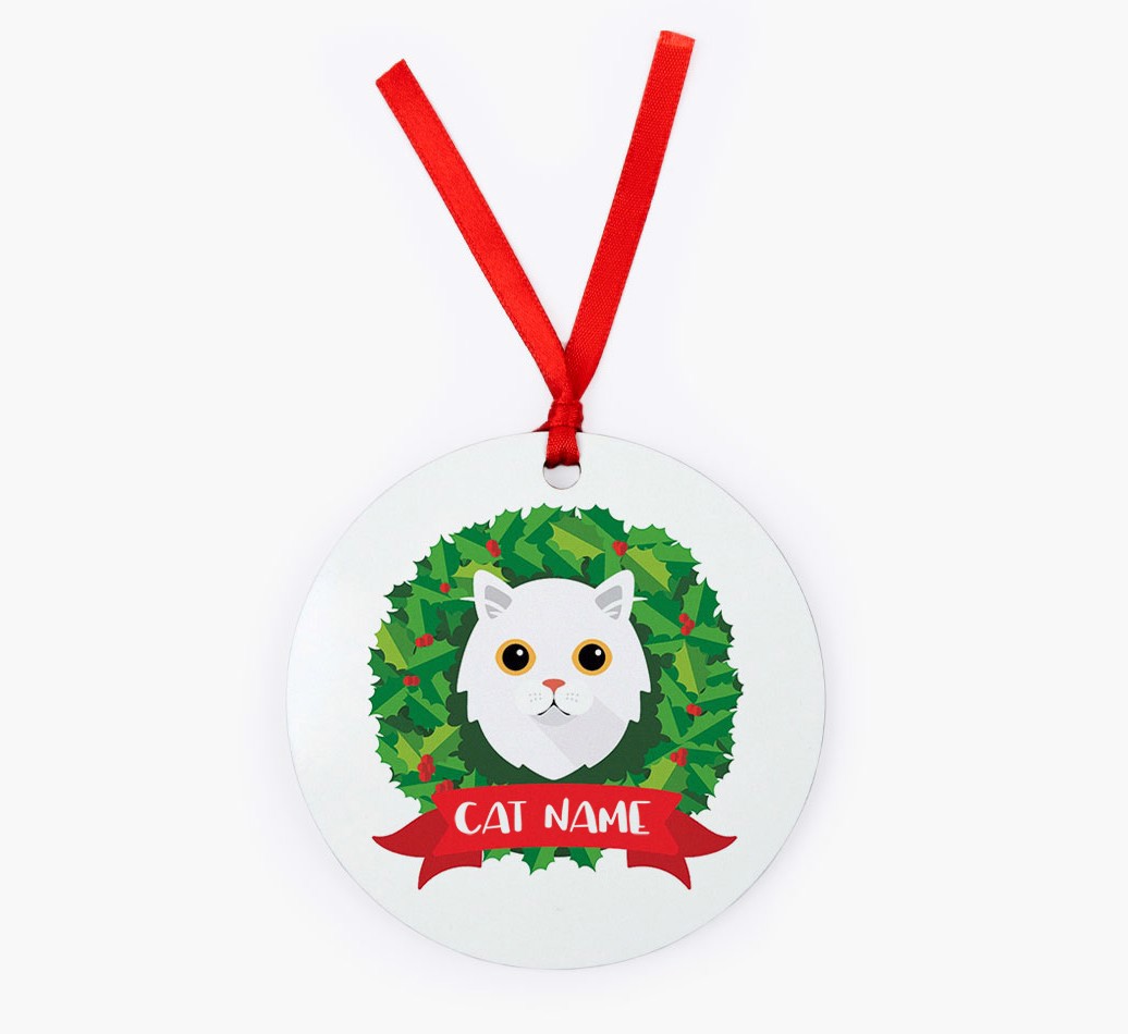 'Christmas Wreath' - Personalised {breedFullName} Ornament - Front
