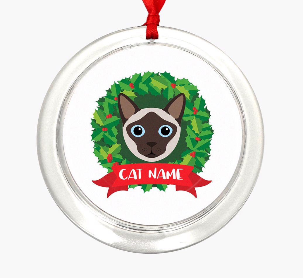 'Christmas Wreath' - Personalized {breedFullName} Ornament - Front
