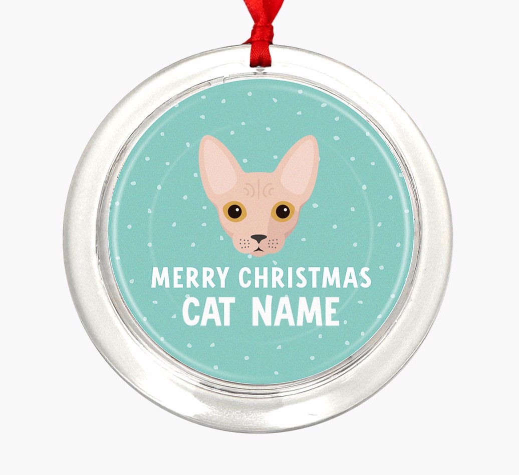 Meowy Christmas: Personalized {breedCommonName} Christmas Decoration - Front