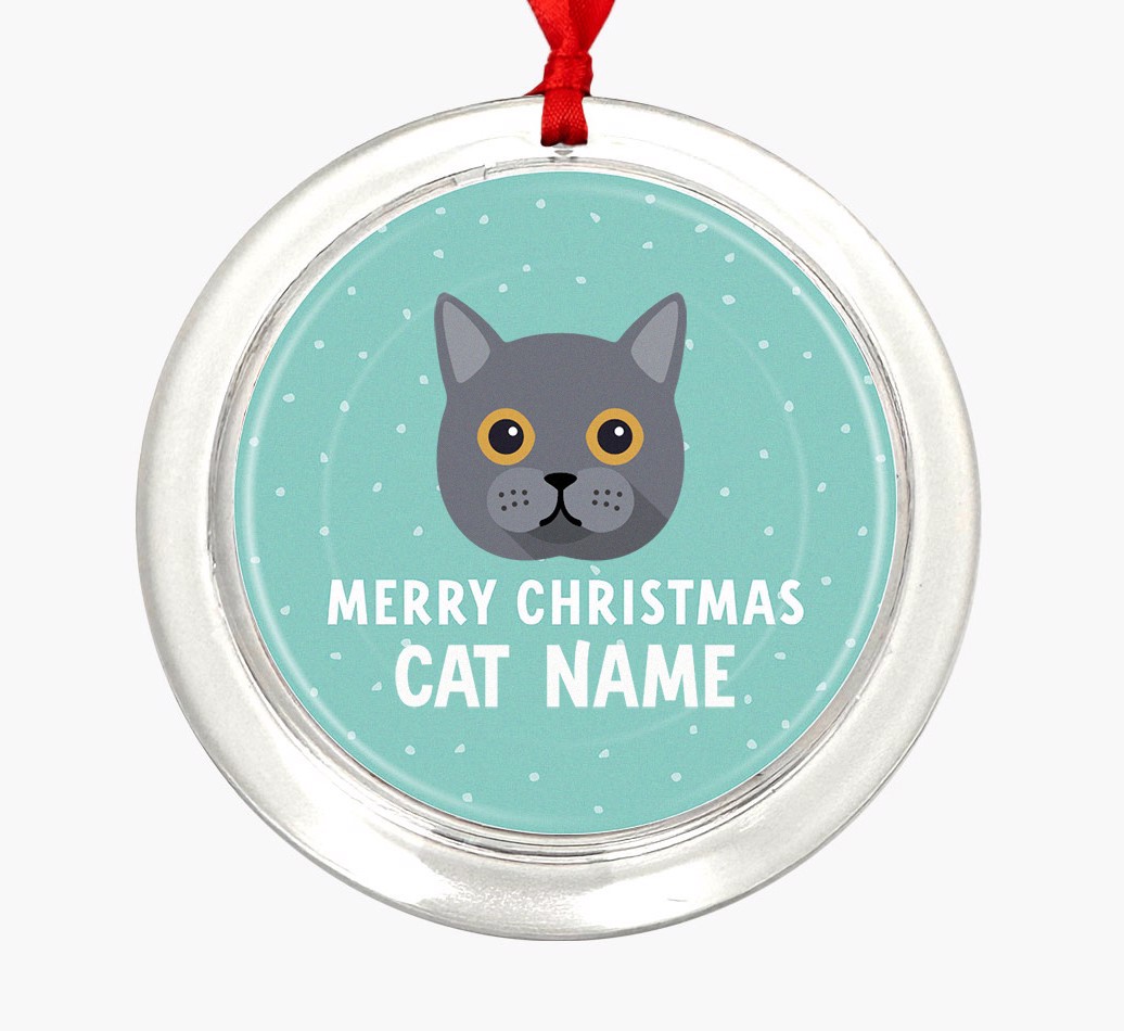 Meowy Christmas: Personalized {breedCommonName} Christmas Decoration - Front