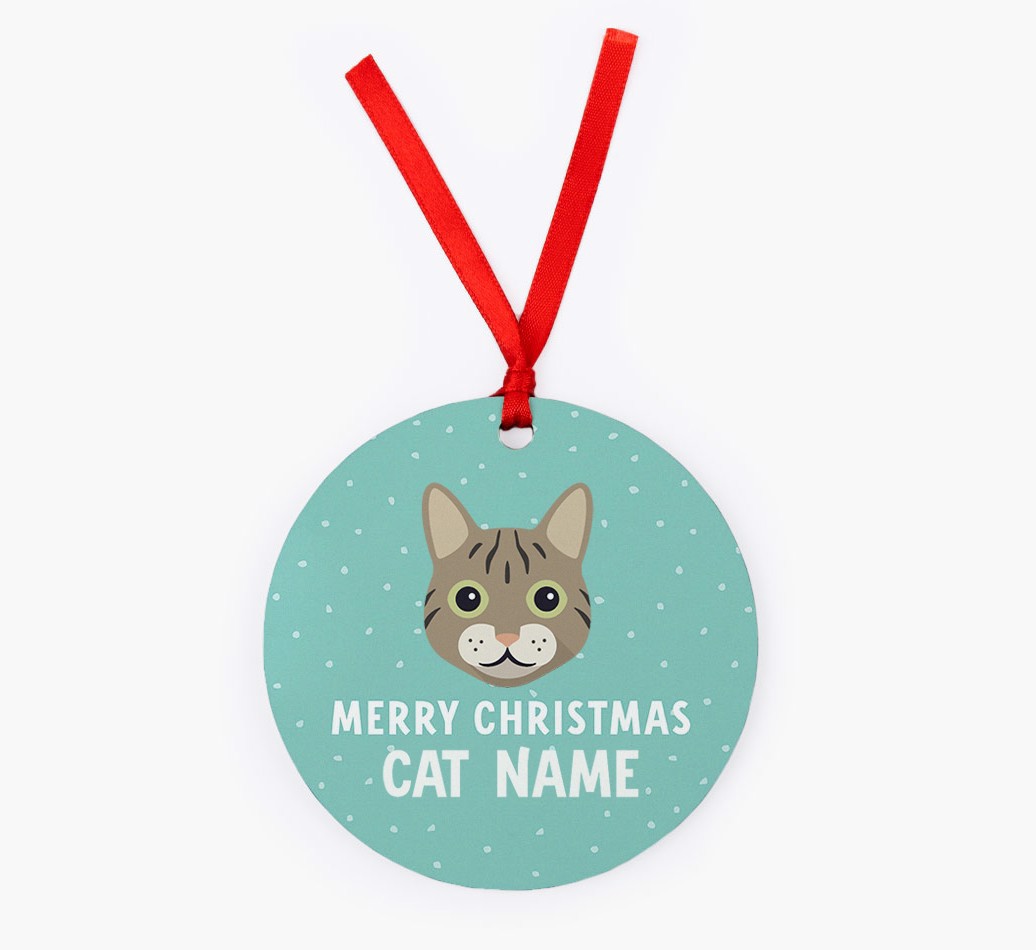 Meowy Christmas: Personalised {breedCommonName} Christmas Decoration - Front