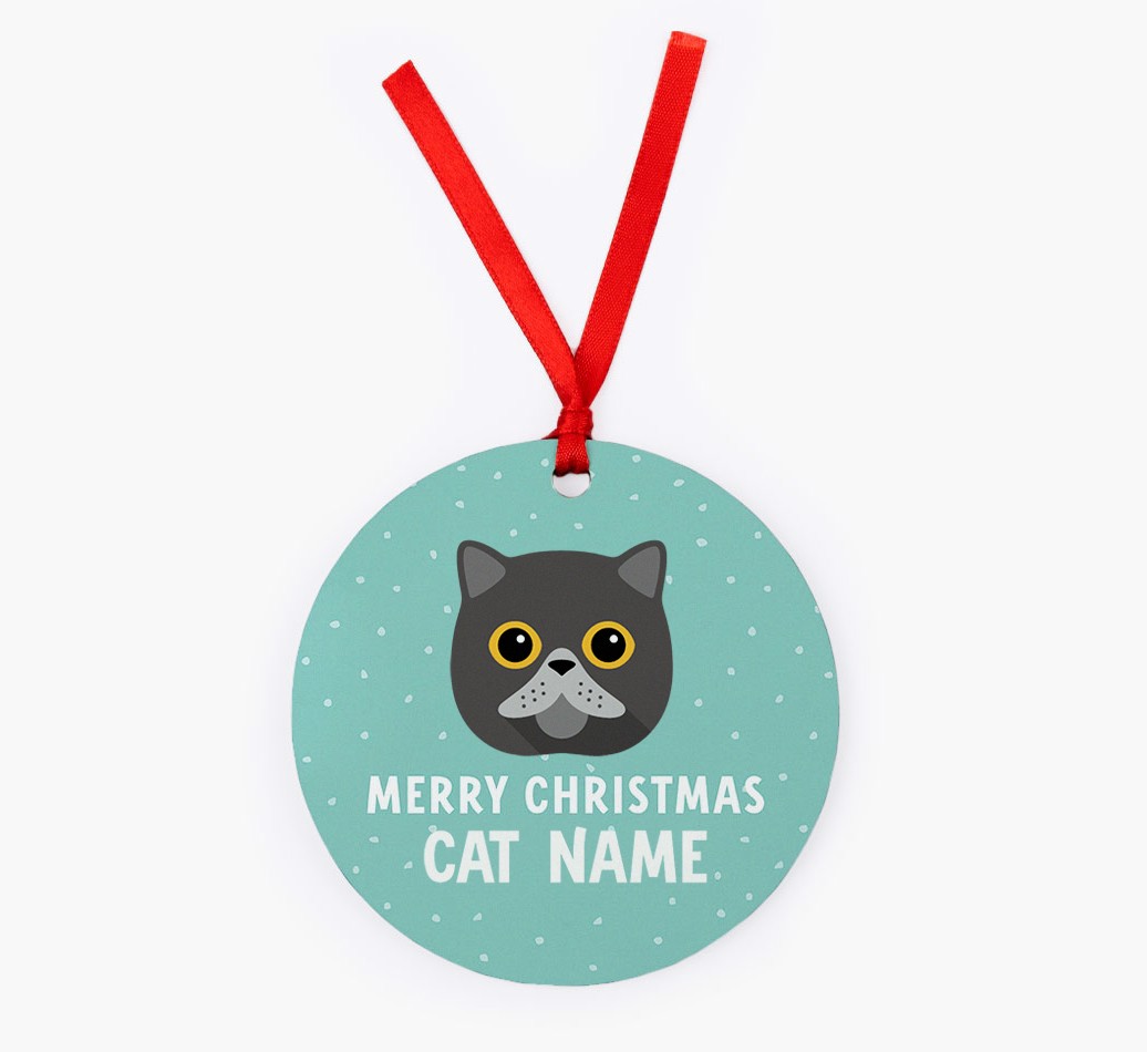 Meowy Christmas: Personalised {breedCommonName} Christmas Decoration - Front