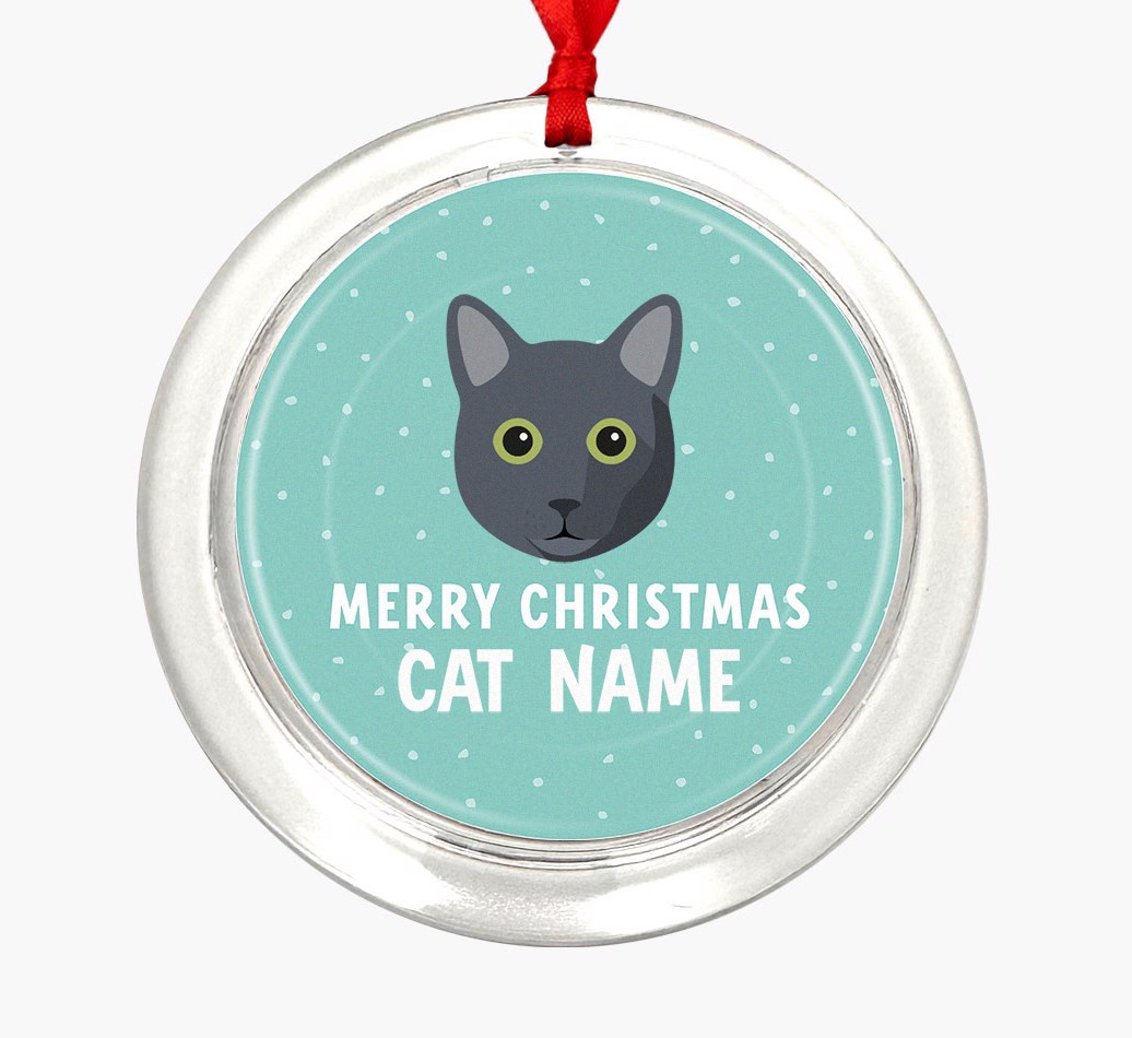 Meowy Christmas: Personalized {breedCommonName} Christmas Decoration - Front