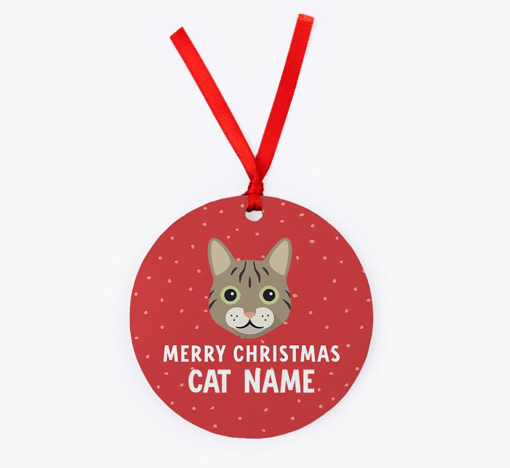 Meowy Christmas - Personalised {breedFullName} Ornament - Front