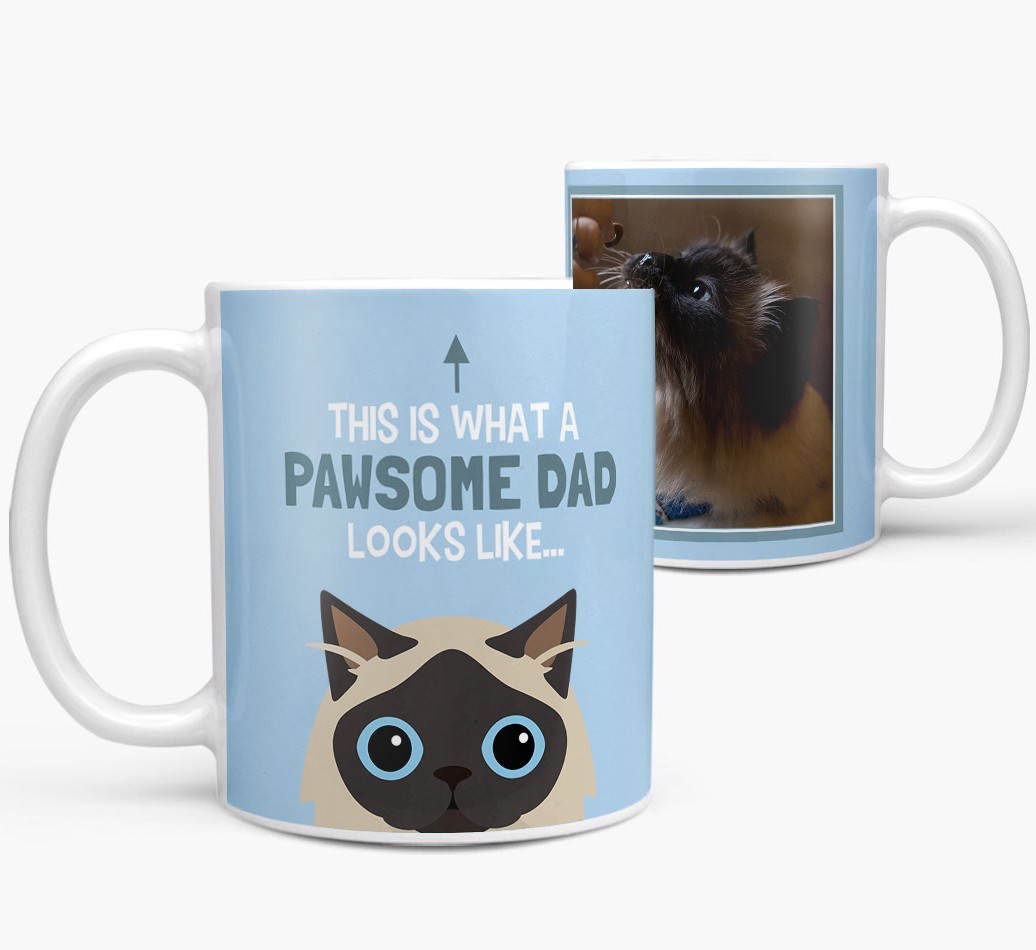 'This is what a pawsome dad looks like...' Mug with Photo of your {breedFullName} - front and back view