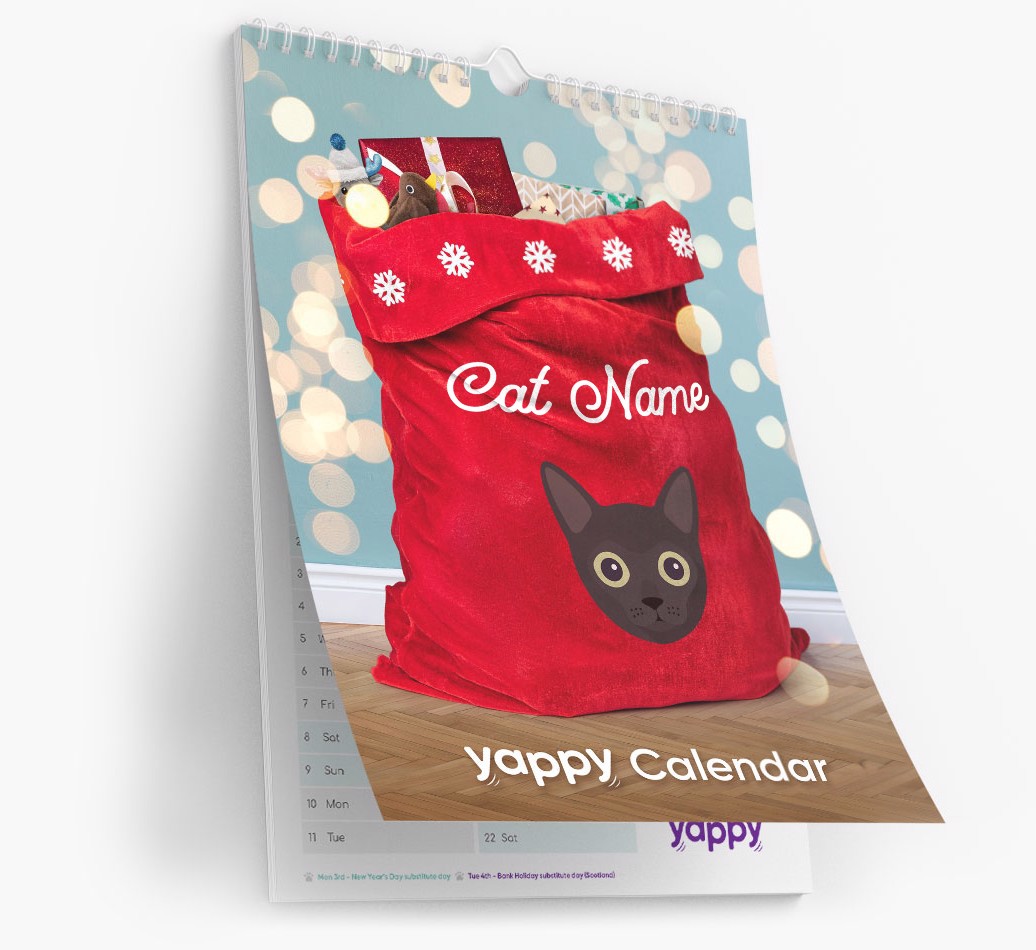 Personalised Cat Calendar - Cover Page Angled Shot