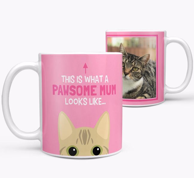 'Pawsome Mum' - Photo Upload Mug with {breedCommonName} Icon