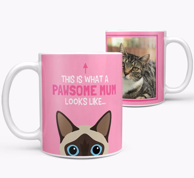 'Pawsome Mum' - Photo Upload Mug with {breedCommonName} Icon