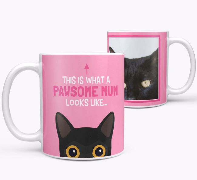 'Pawsome Mum' - Photo Upload Mug with {breedCommonName} Icon